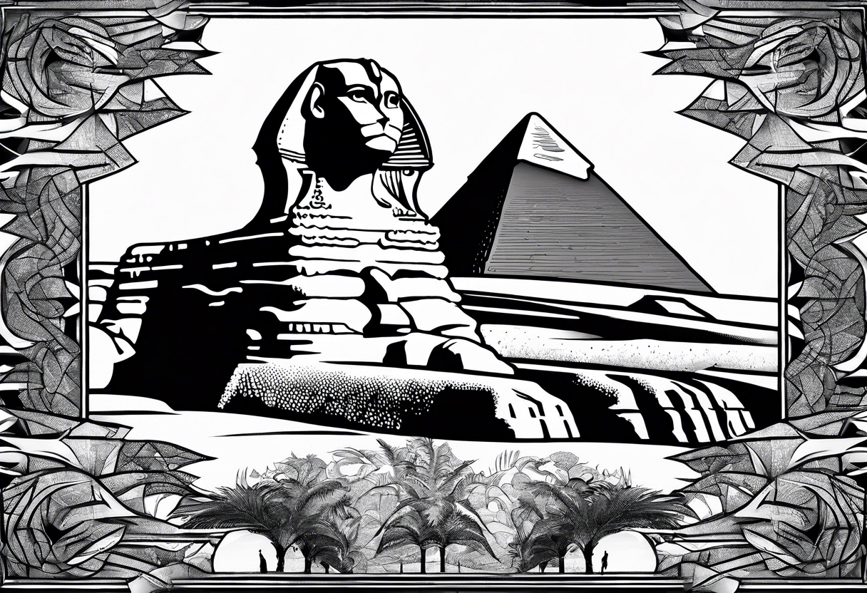 The Great Sphinx of Giza breaking the pyramids of Egypt tattoo idea