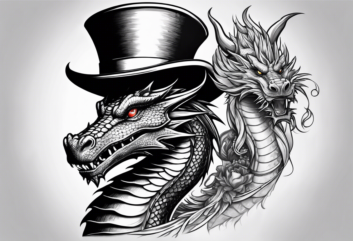 Dragon in a top hat tattoo idea