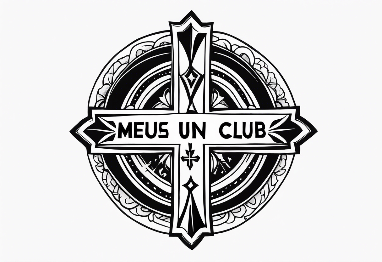 a cross with text MÉS QUE UN CLUB tattoo idea