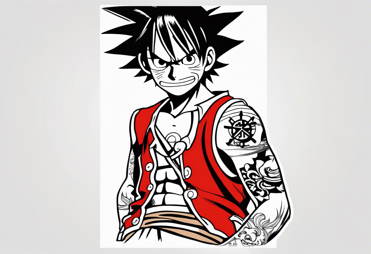 Luffy half normal half gear 5 tattoo idea