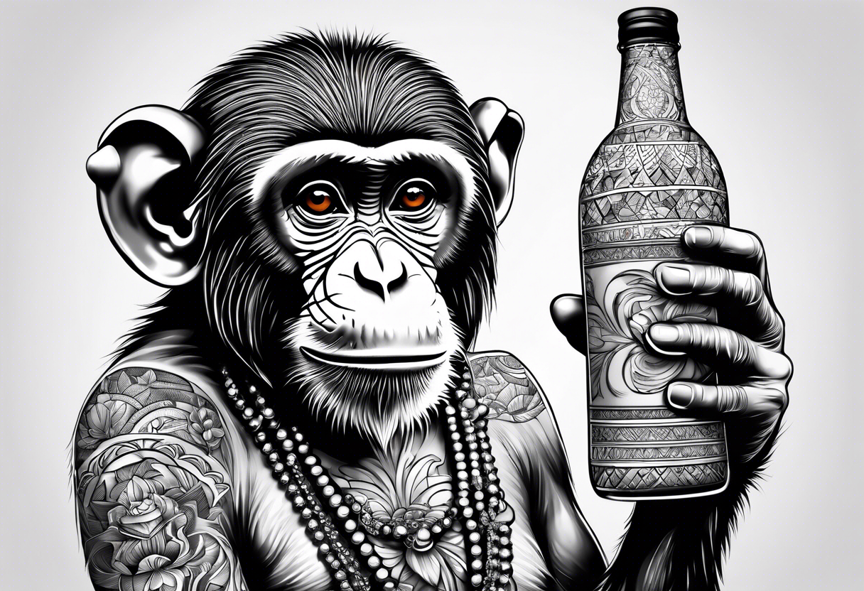 Monkey with a drink tattoo idea