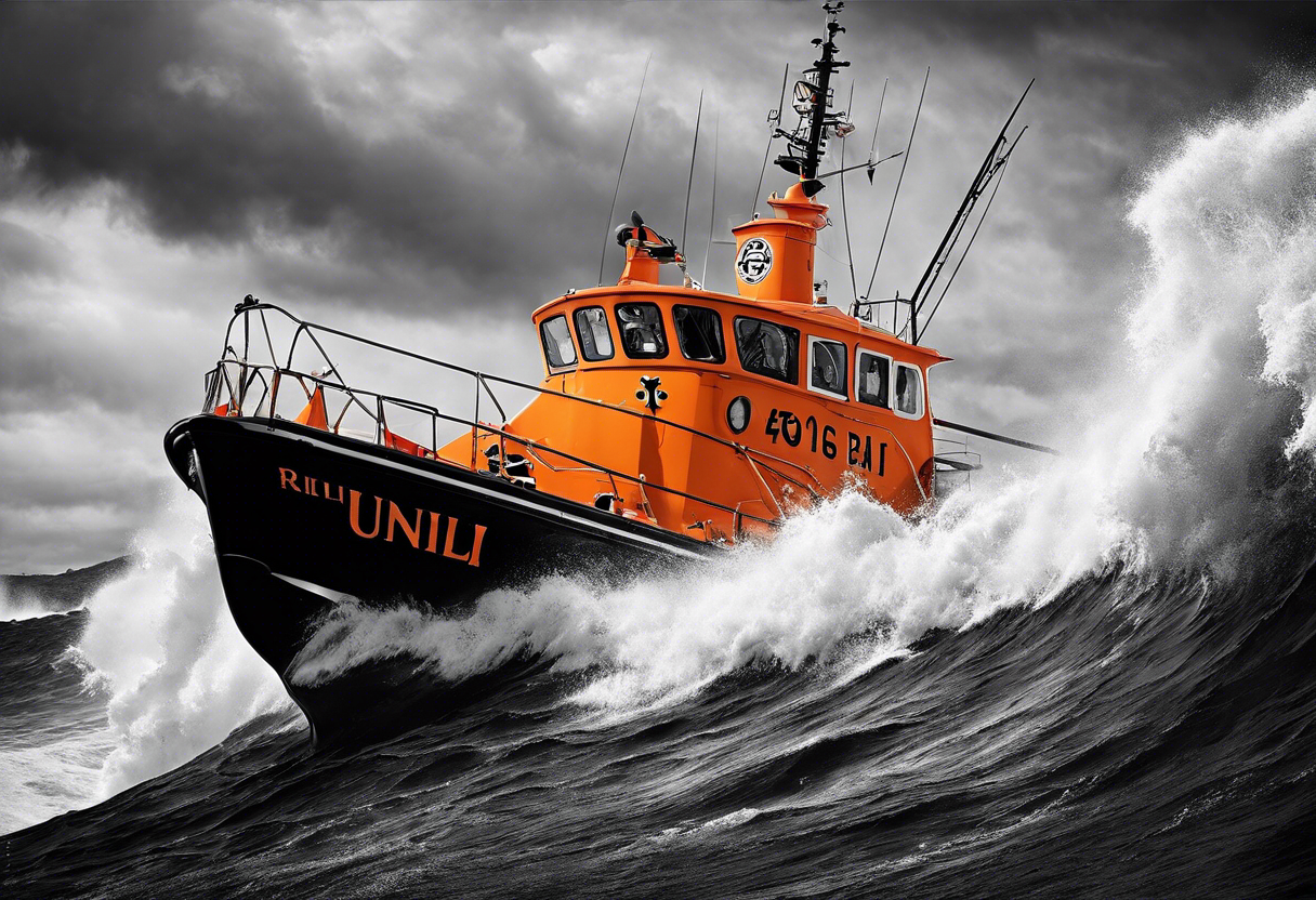 d class rnli on raging sea in cornwall tattoo idea