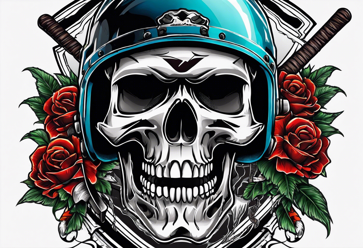 skate or die 
skull with hockey helmet
hockey stick
broken jaw tattoo idea