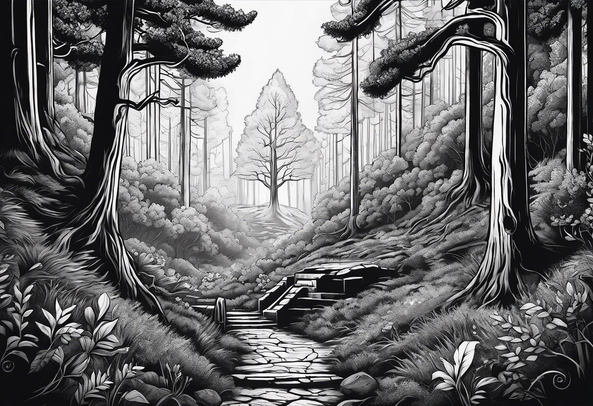 forest, underground, grave, crypto tattoo idea