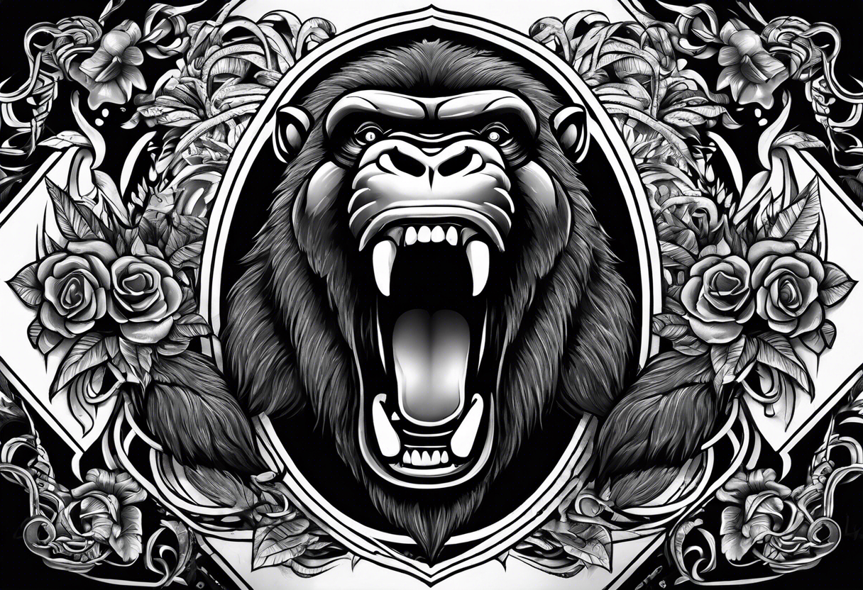 Screaming gorilla snakes(chest piece) tattoo idea