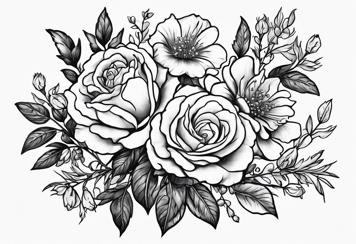 Purple and White Carnation Tattoo Design