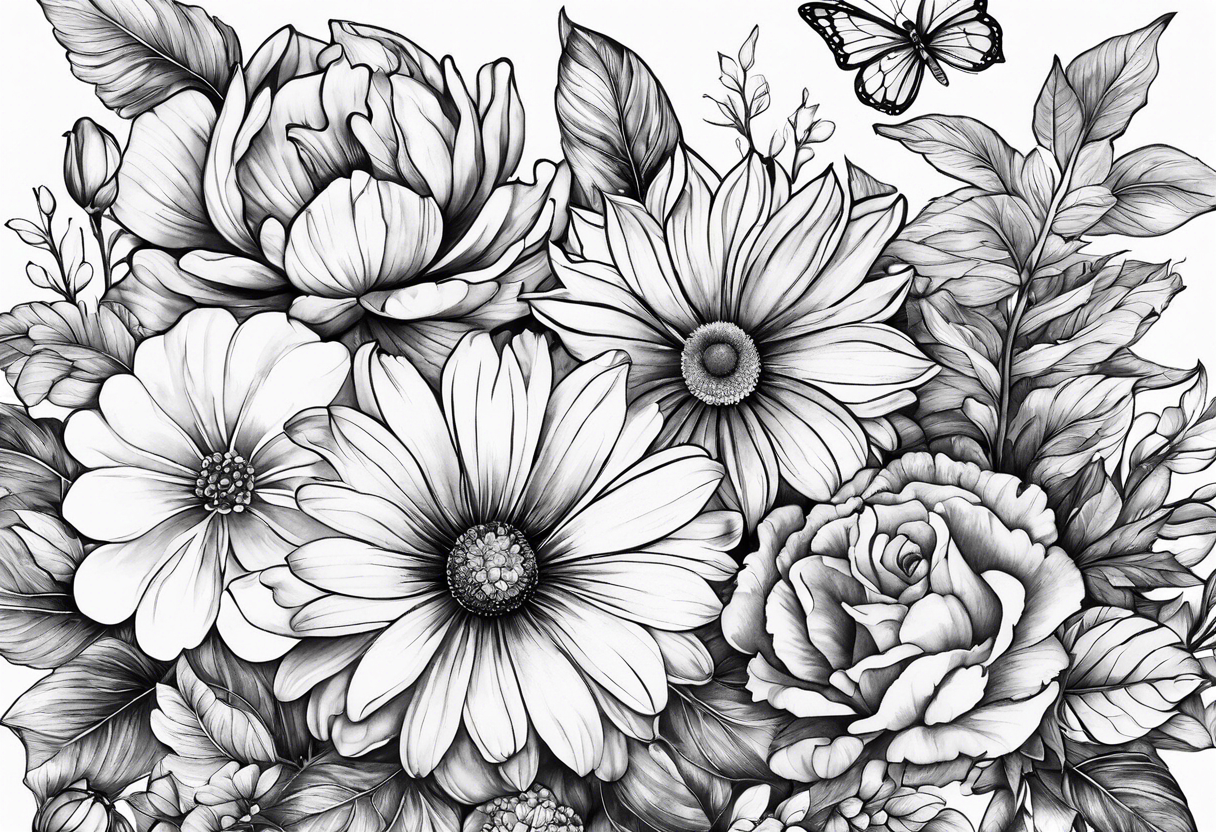 Garden beyond the flowers tattoo idea