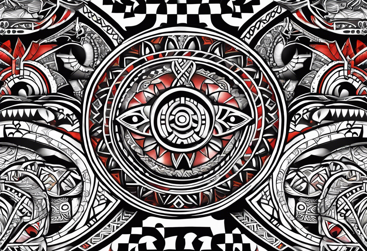 Abstract tribal ta moko Style. Croatian checker and Northern Ireland giants causeway tattoo idea