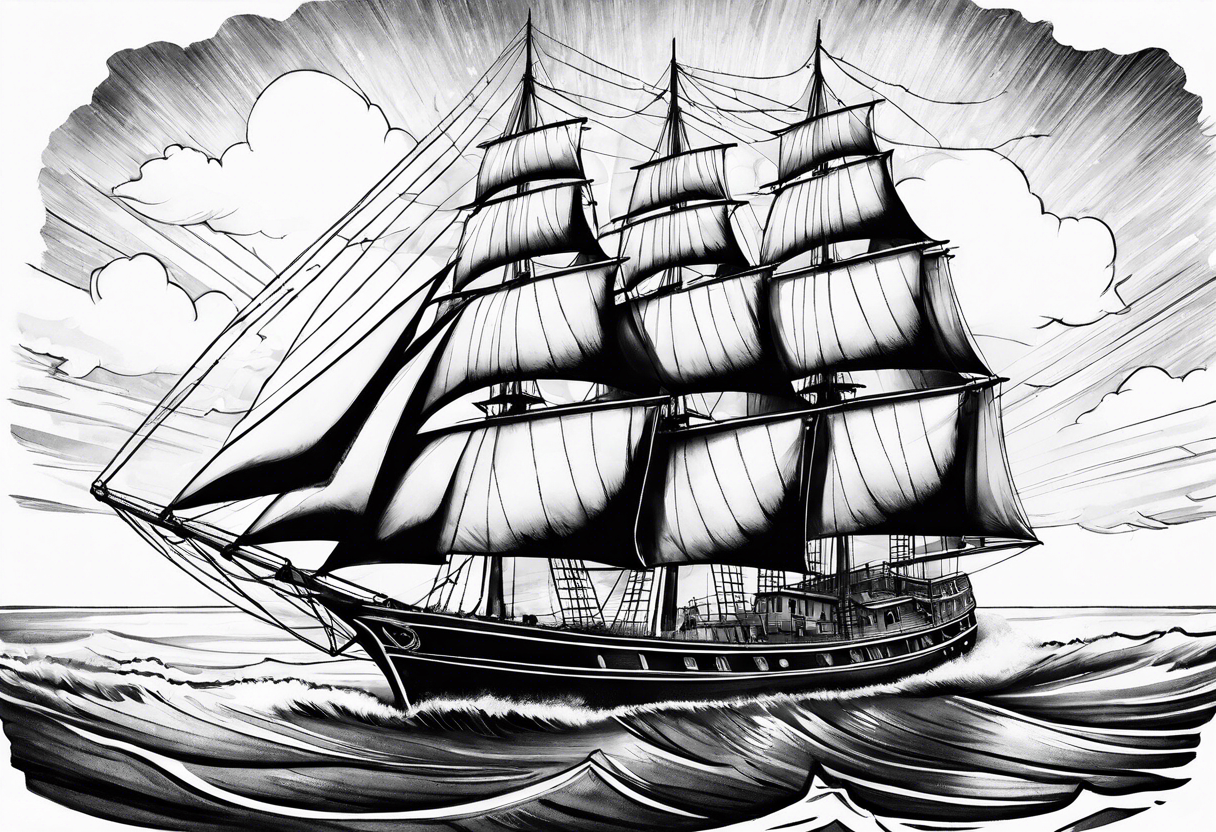 Schooner sailboat tattoo idea