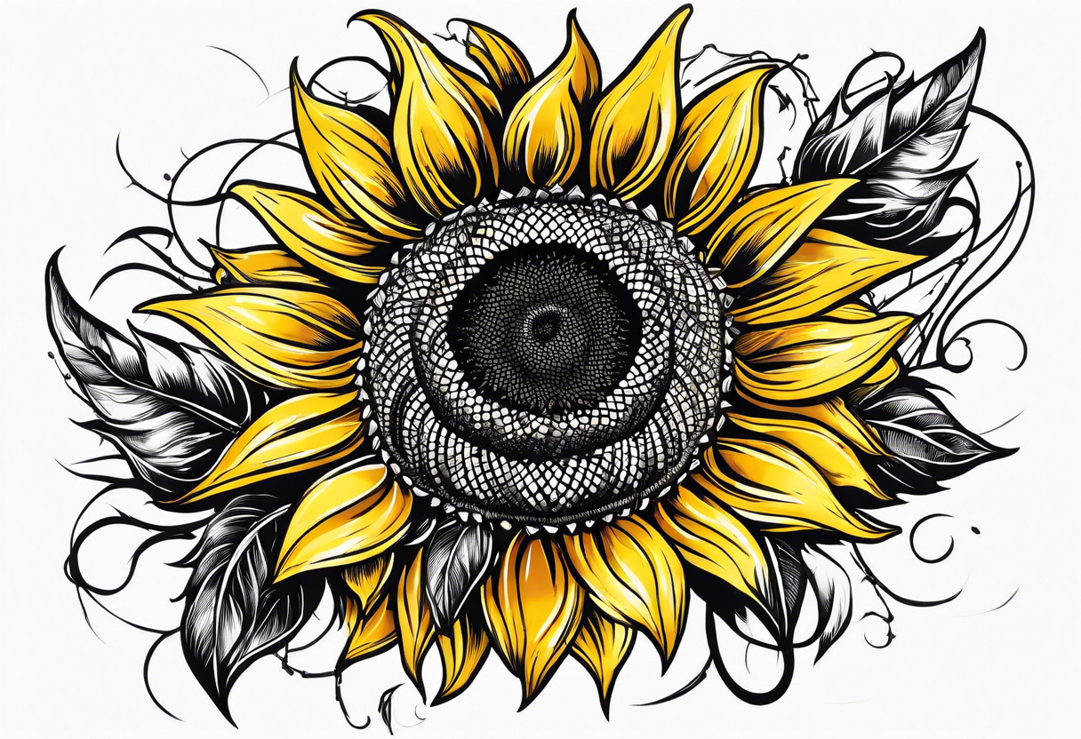 Sunflower, wheat, horseshoe, and barbed wire half sleeve tattoo idea