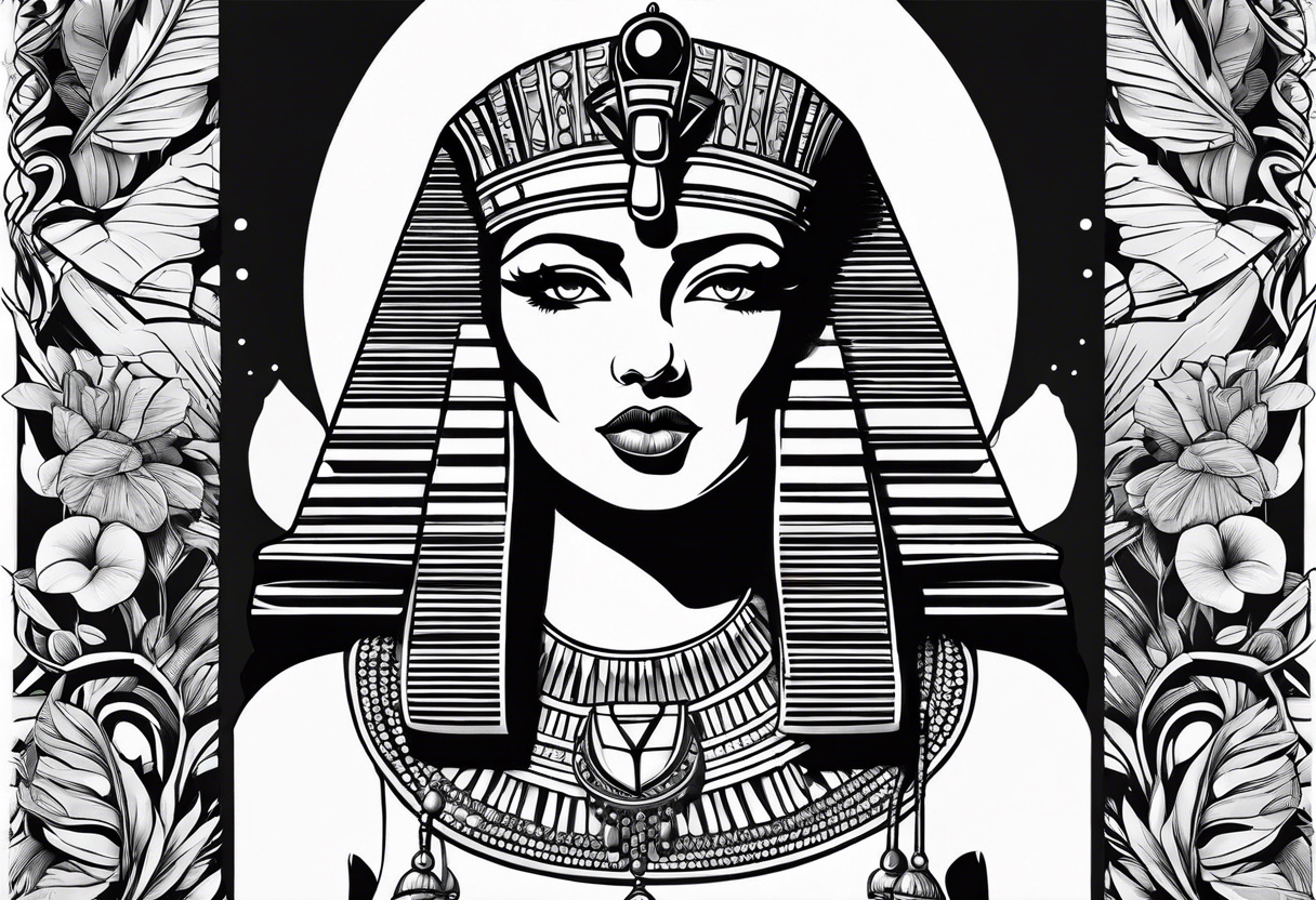 Cleopatra smoking cigarette tattoo idea