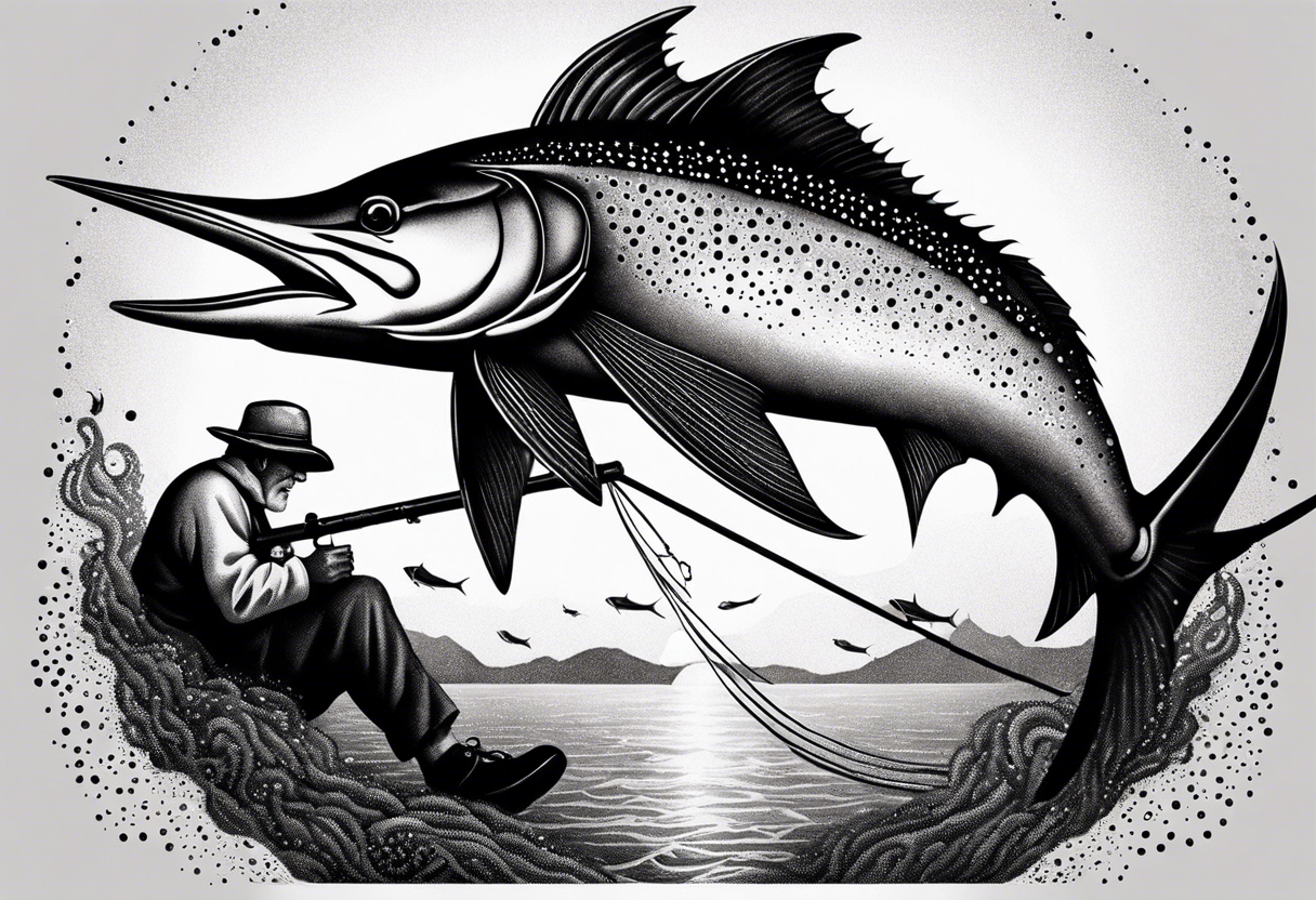 Old man and the sea fishing marlin tattoo idea