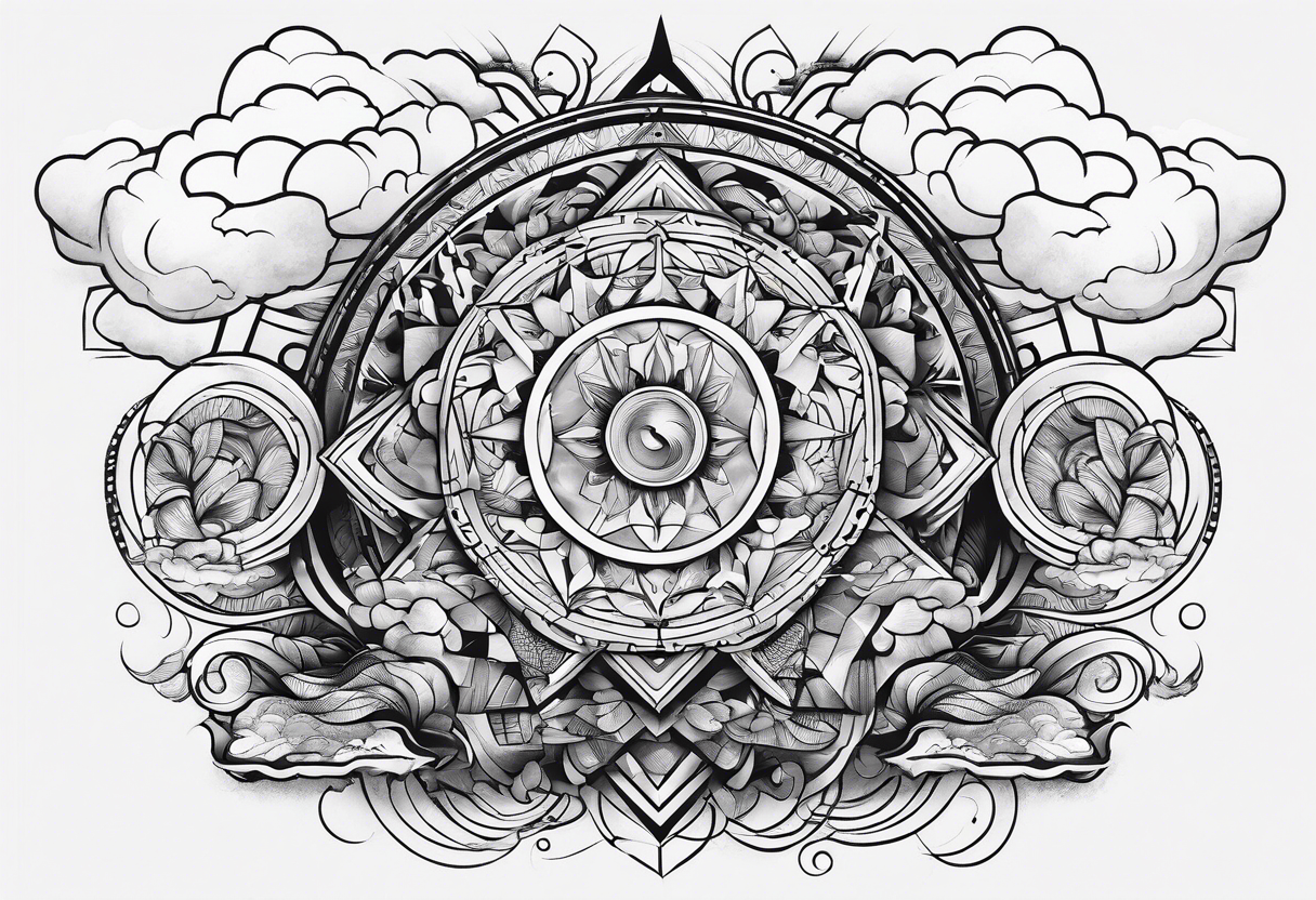 Geometric clouds tattoo idea