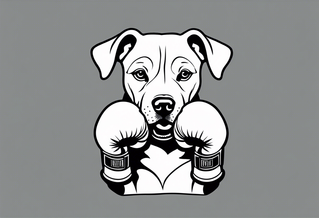 Dog wearing boxing gloves tattoo idea