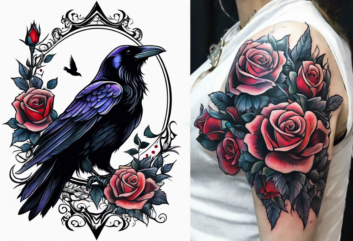 Raven and rose by justTattoo on DeviantArt