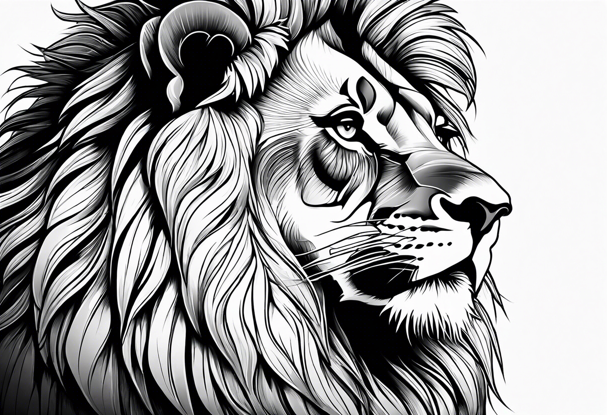 Premium Photo | Lion tattoo design in traditional tattoo style Tshirt  design vector art