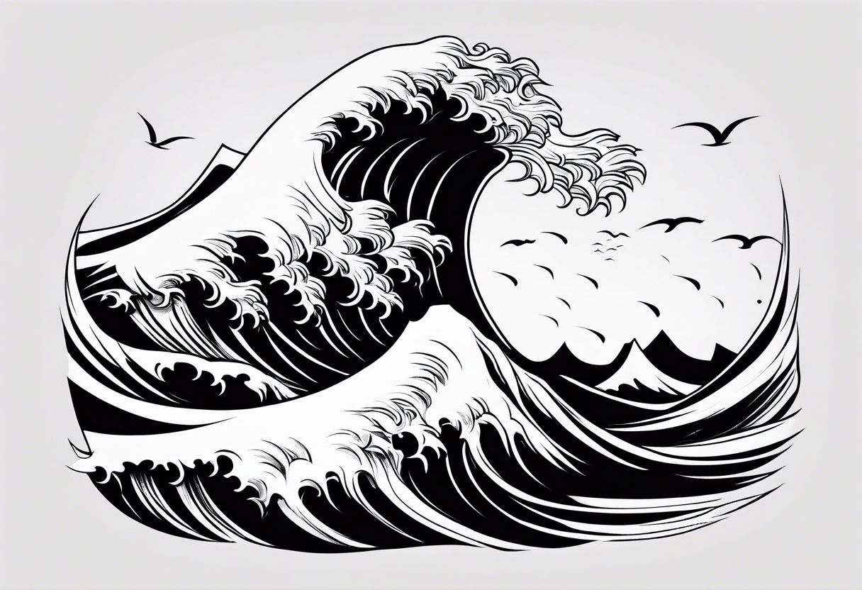 stylized waves in a minimalist form tattoo idea