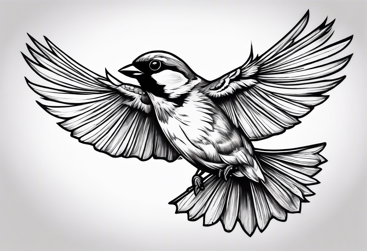 sunrays sparrow flying tattoo idea