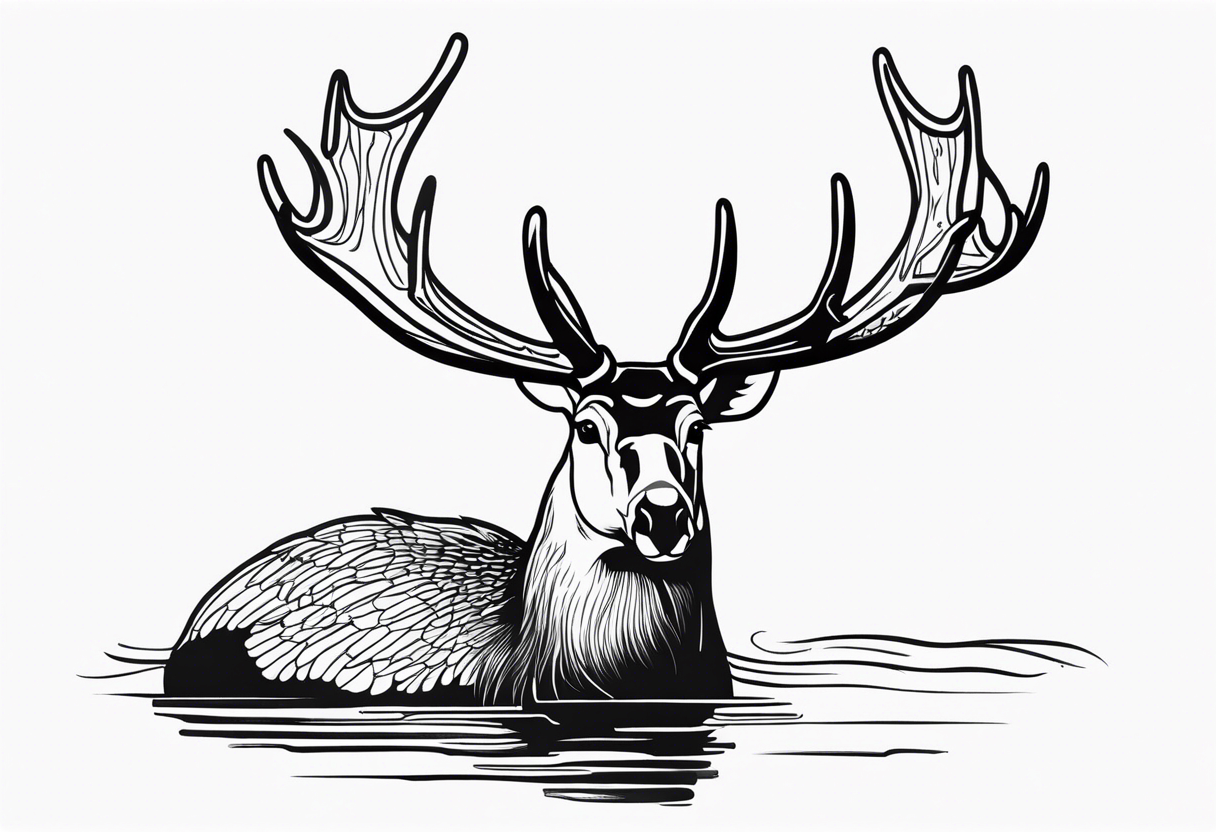 Canadian goose with moose antlers on its head tattoo idea