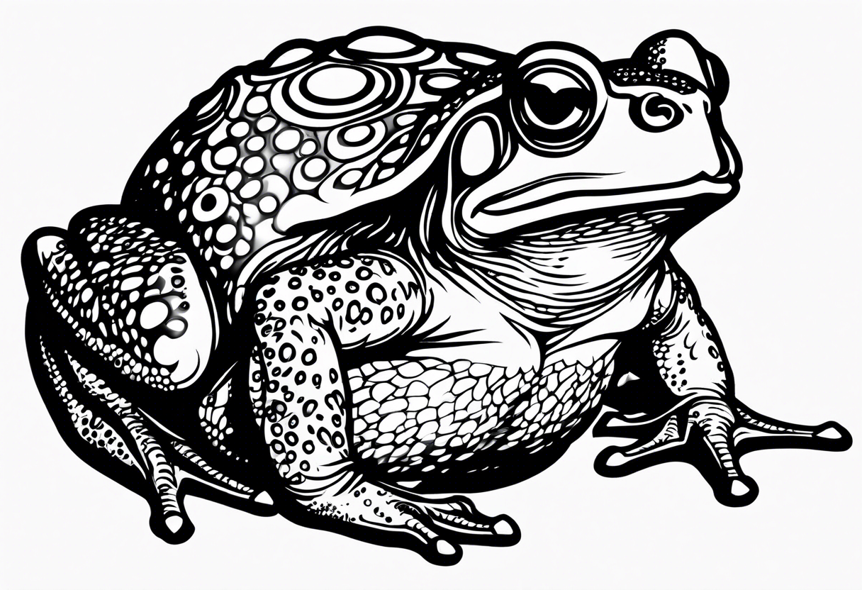 Toad with six pack abs tattoo idea