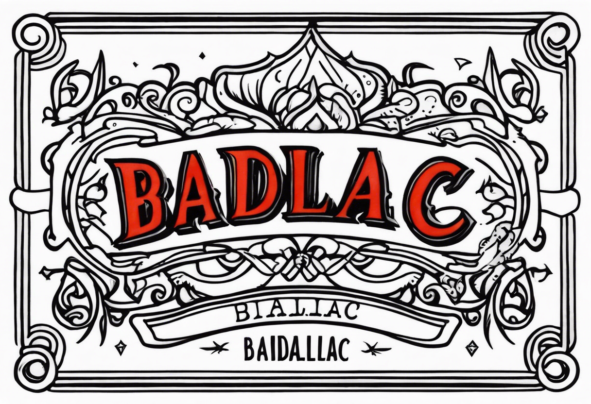 The word "BADILLAC" tattoo idea