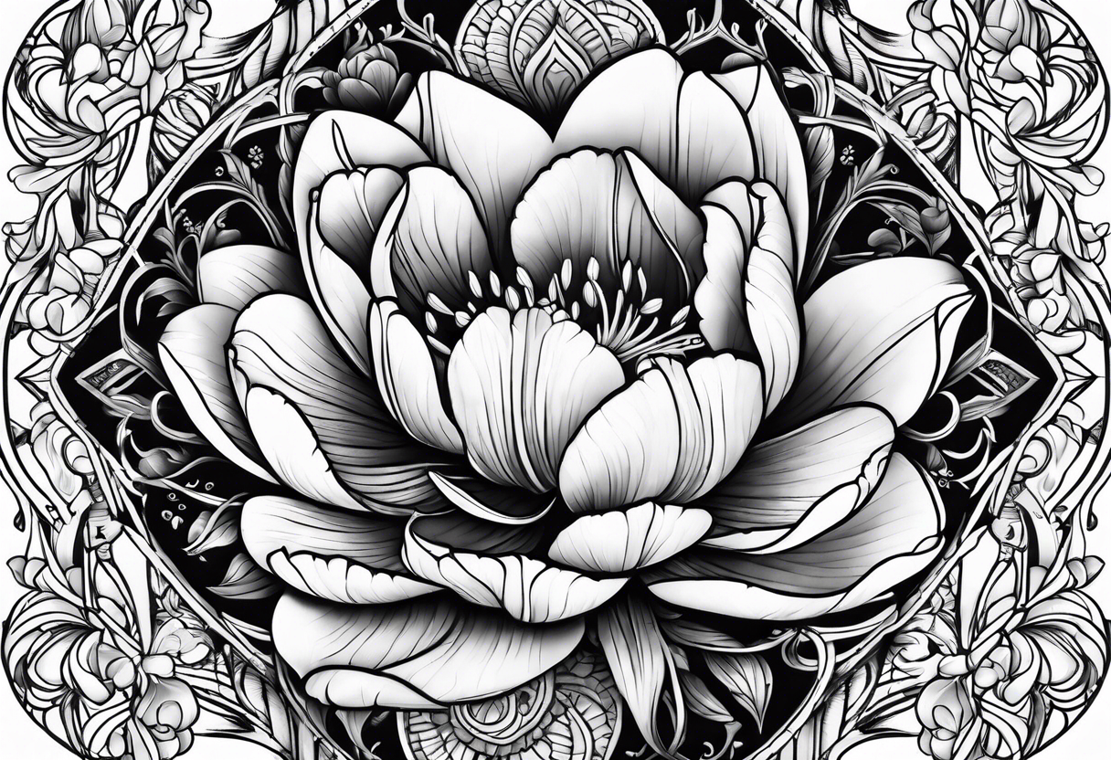 tulip and lilac mandala tattoo idea