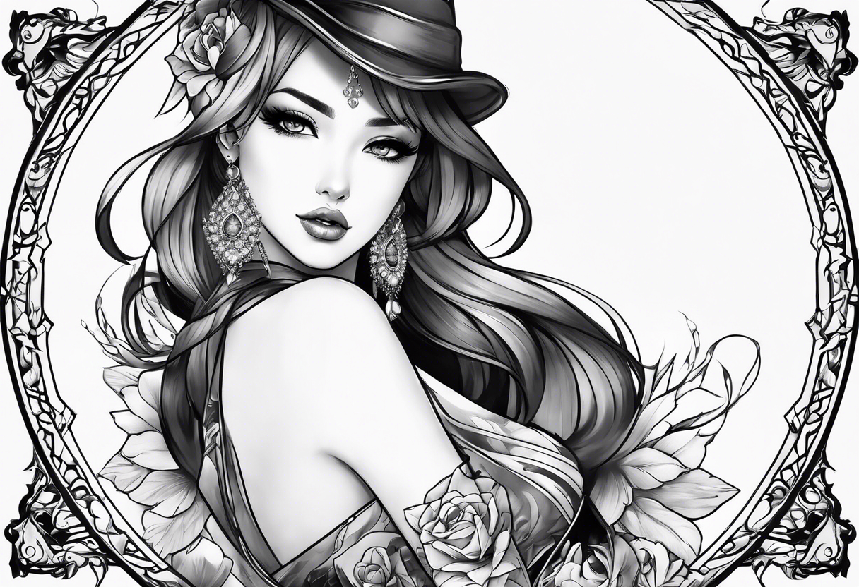 hot anime pinup tattoo idea