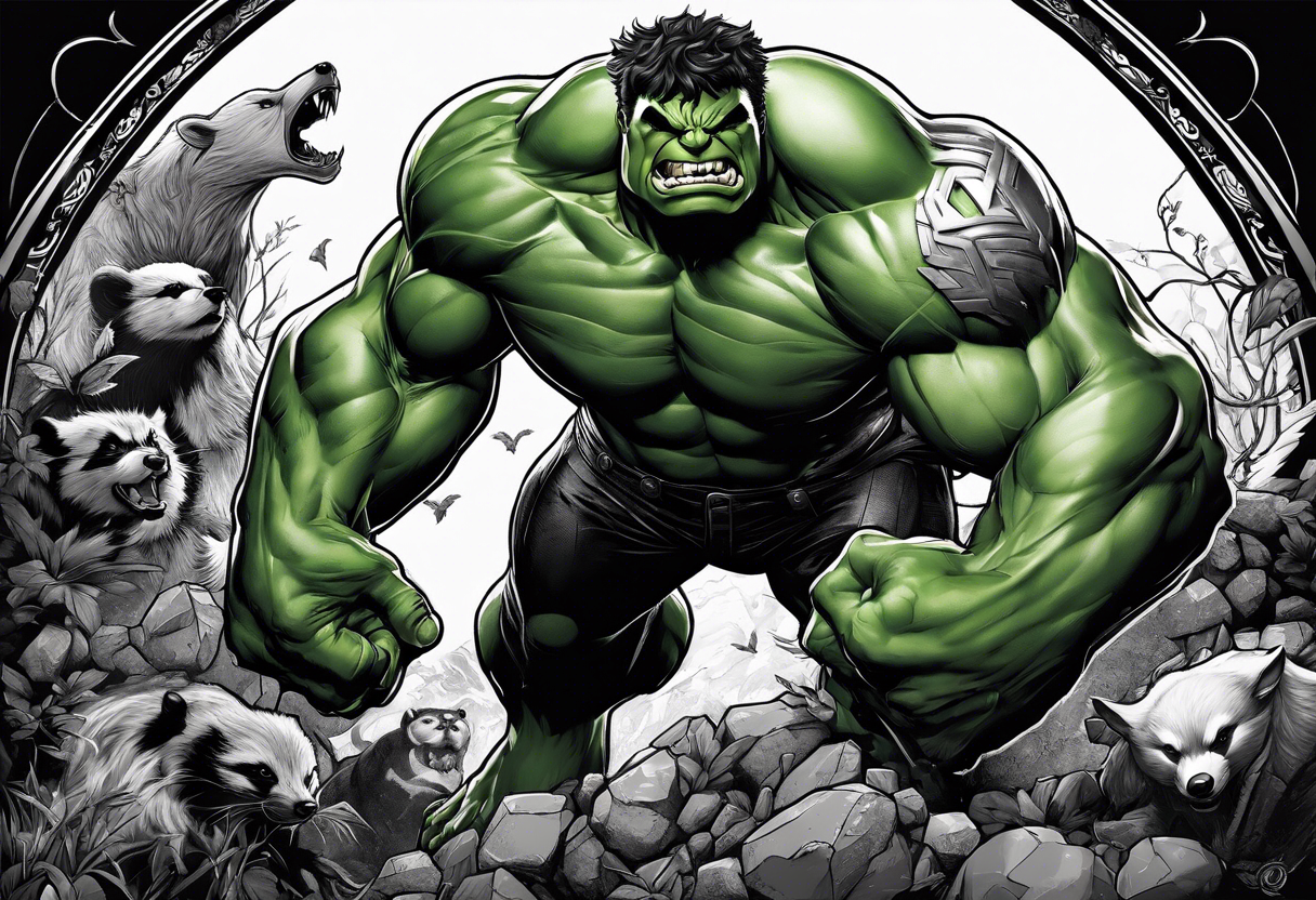 I want to change Avengers characters with animals. Hulk will be Badger tattoo idea