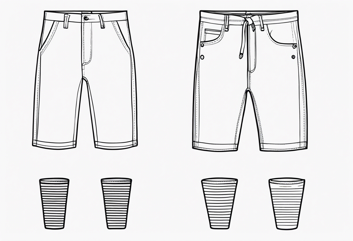 minimalstic outlined overall-shorts. Thin lines. tattoo idea