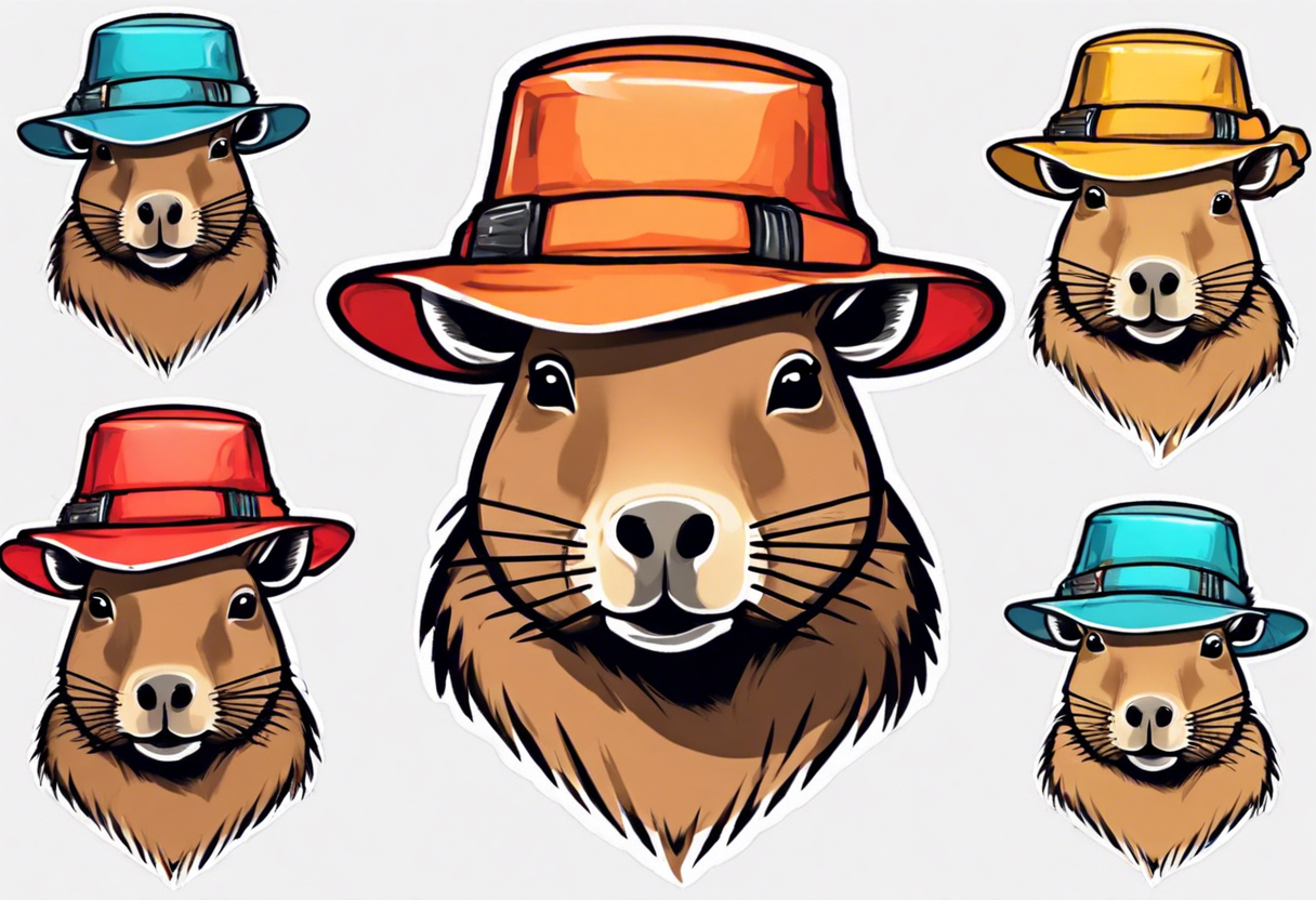 Capybara wearing a bucket hat tattoo idea