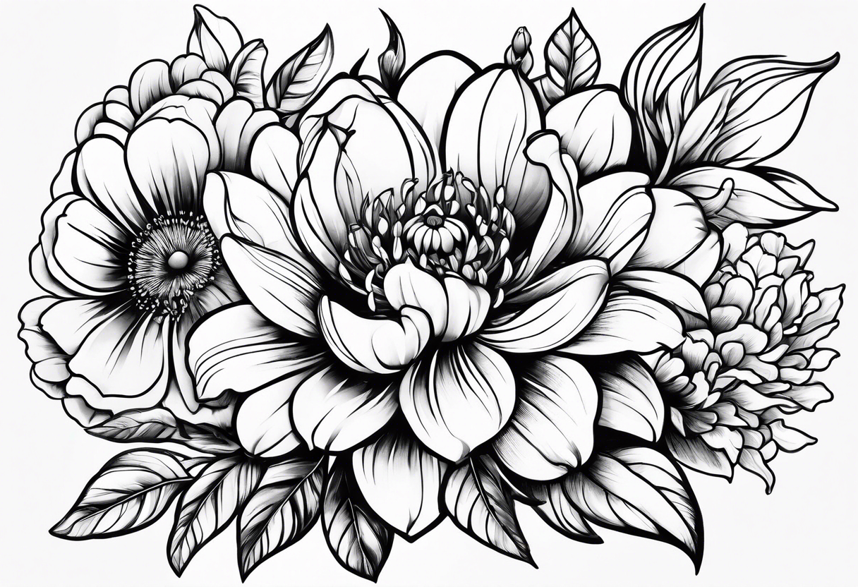 Spring flower grouped tattoo idea