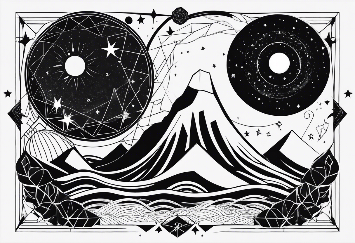 Geometric astronomy linear tattoo idea