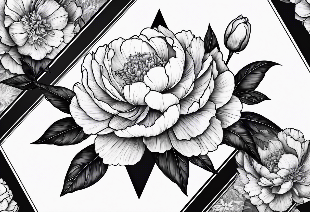 Triangle, peonies, lines, sun, thin lines, aesthetics, tattoo for girl tattoo idea