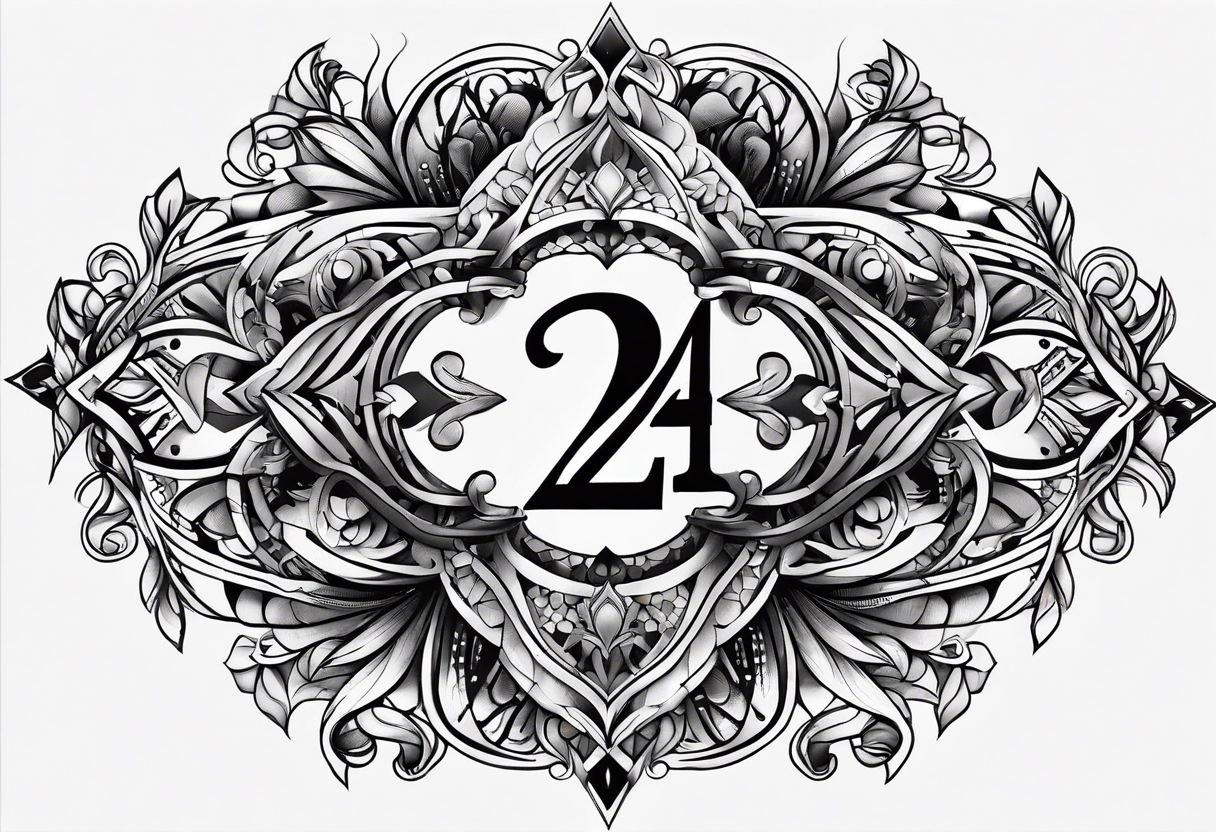 Generate tattoo designs featuring the number 24 composed entirely of tiny X's. tattoo idea