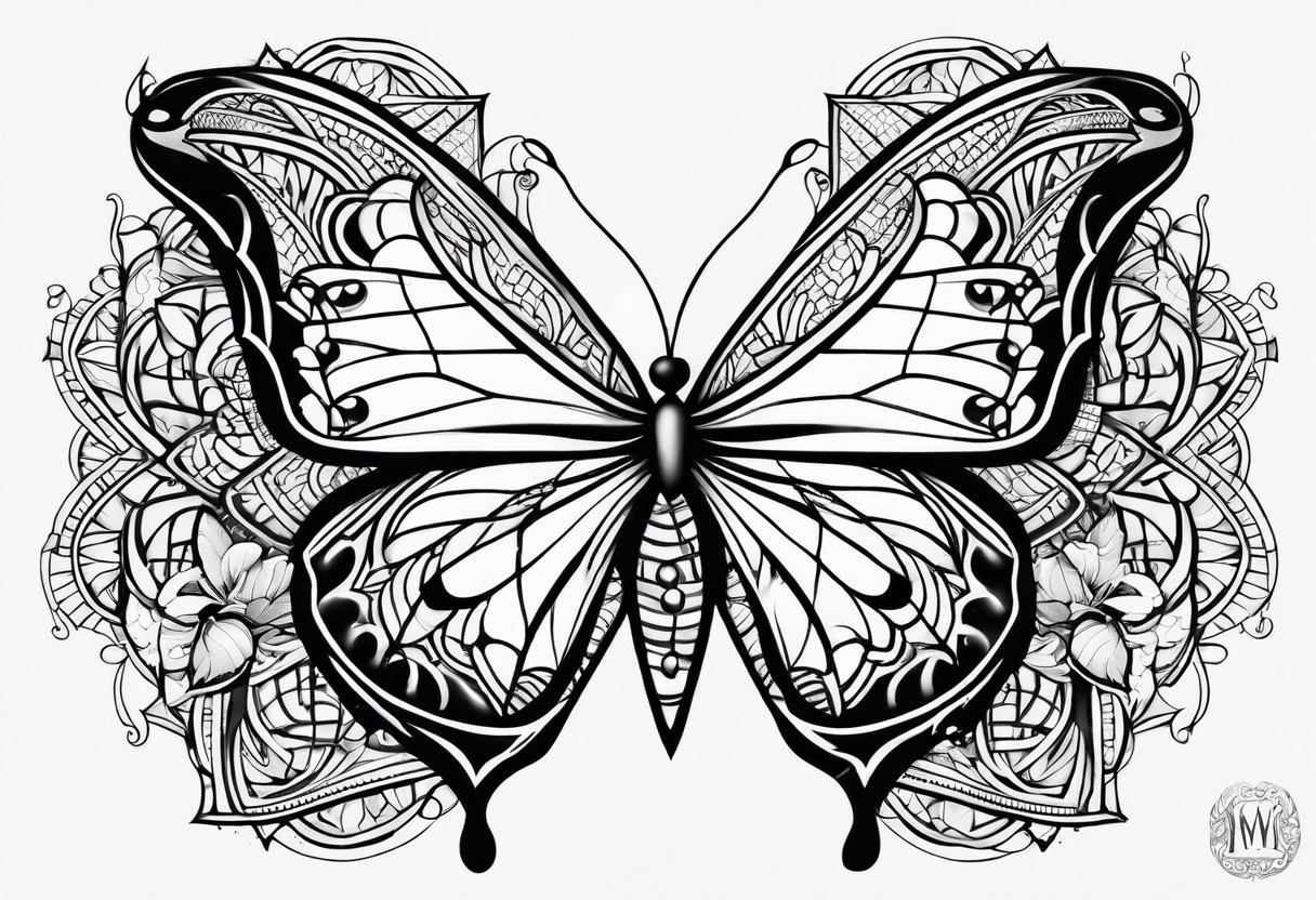 Small butterfly with Indra’s net blanket tattoo idea