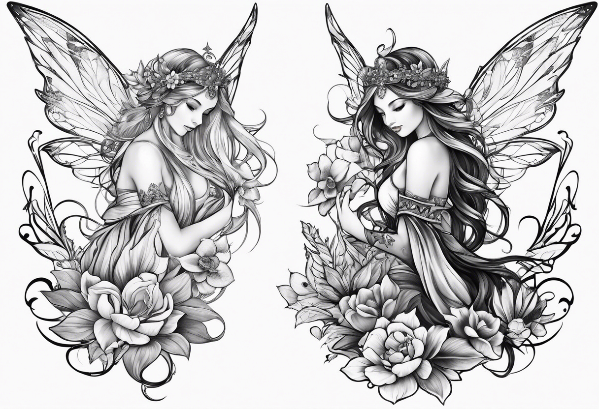 Full body small fairy mythical tattoo idea