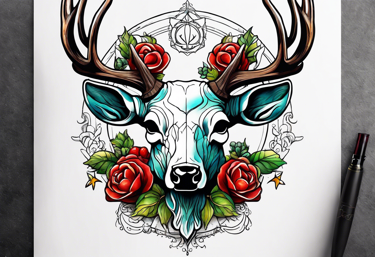 Deer head tattoo logo icon design Royalty Free Vector Image