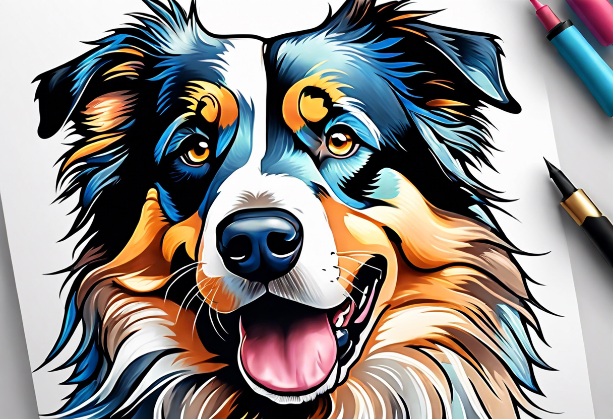 Blue Merle Australian shephard tattoo idea