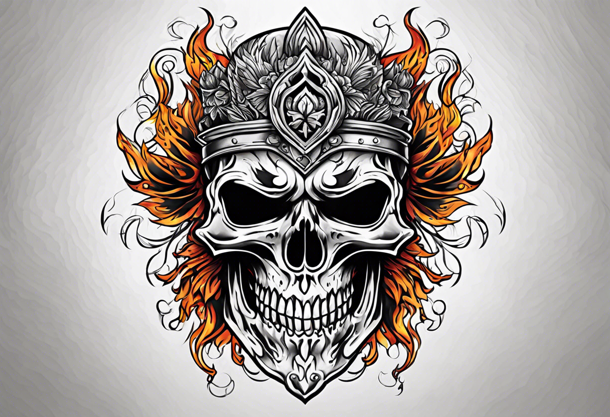 burning skull tattoo idea