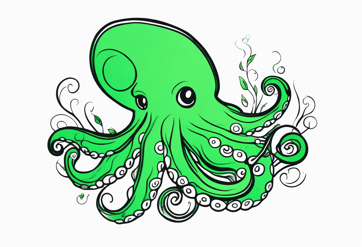 Electric octopus peaceful green nature tattoo idea