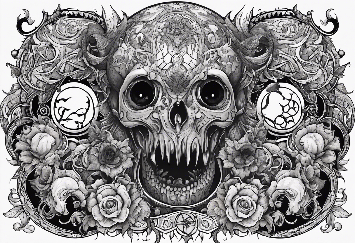 Beautiful Eldridge horror creature, astrology thigh tattoo tattoo idea