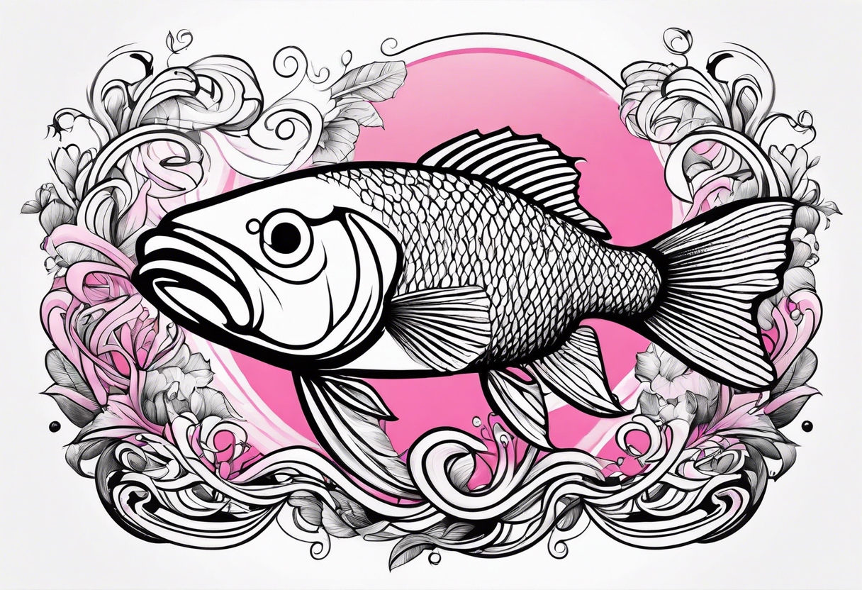 A pink infinity sign with a musky fish tattoo idea