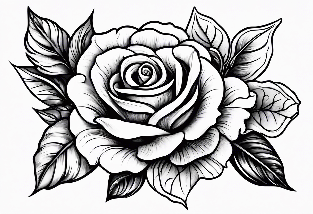 flower with rose bloom and holly berry stalk tattoo idea