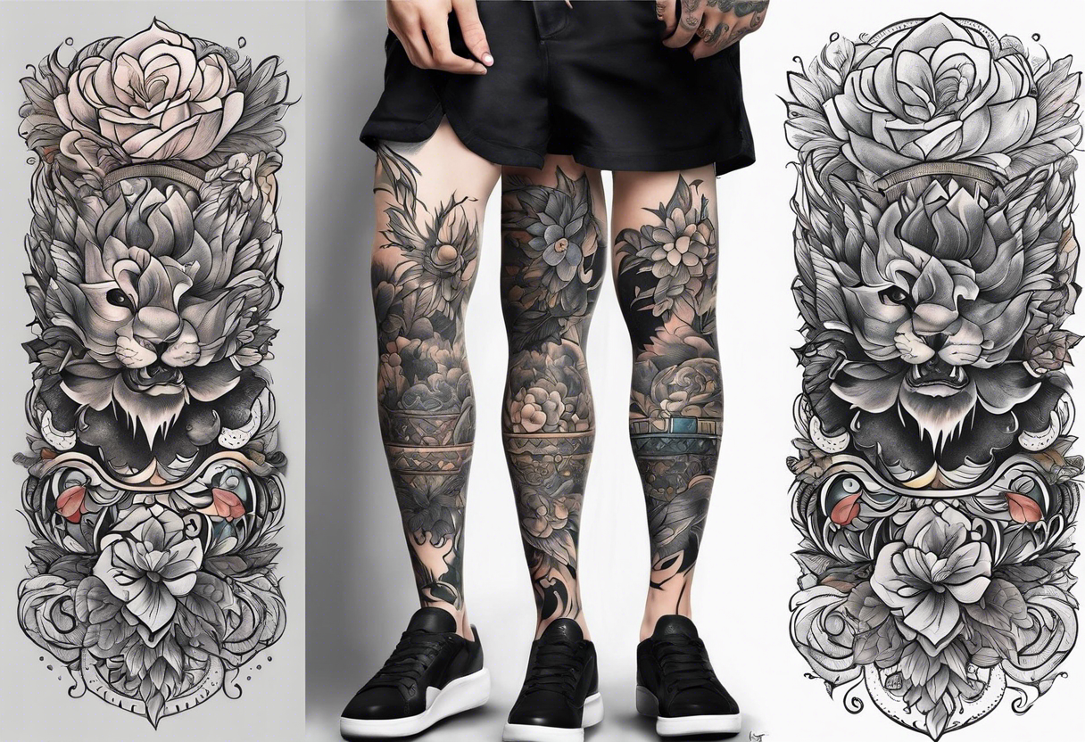 Full leg tattoo from hip to foot, temporary tattoo tattoo idea