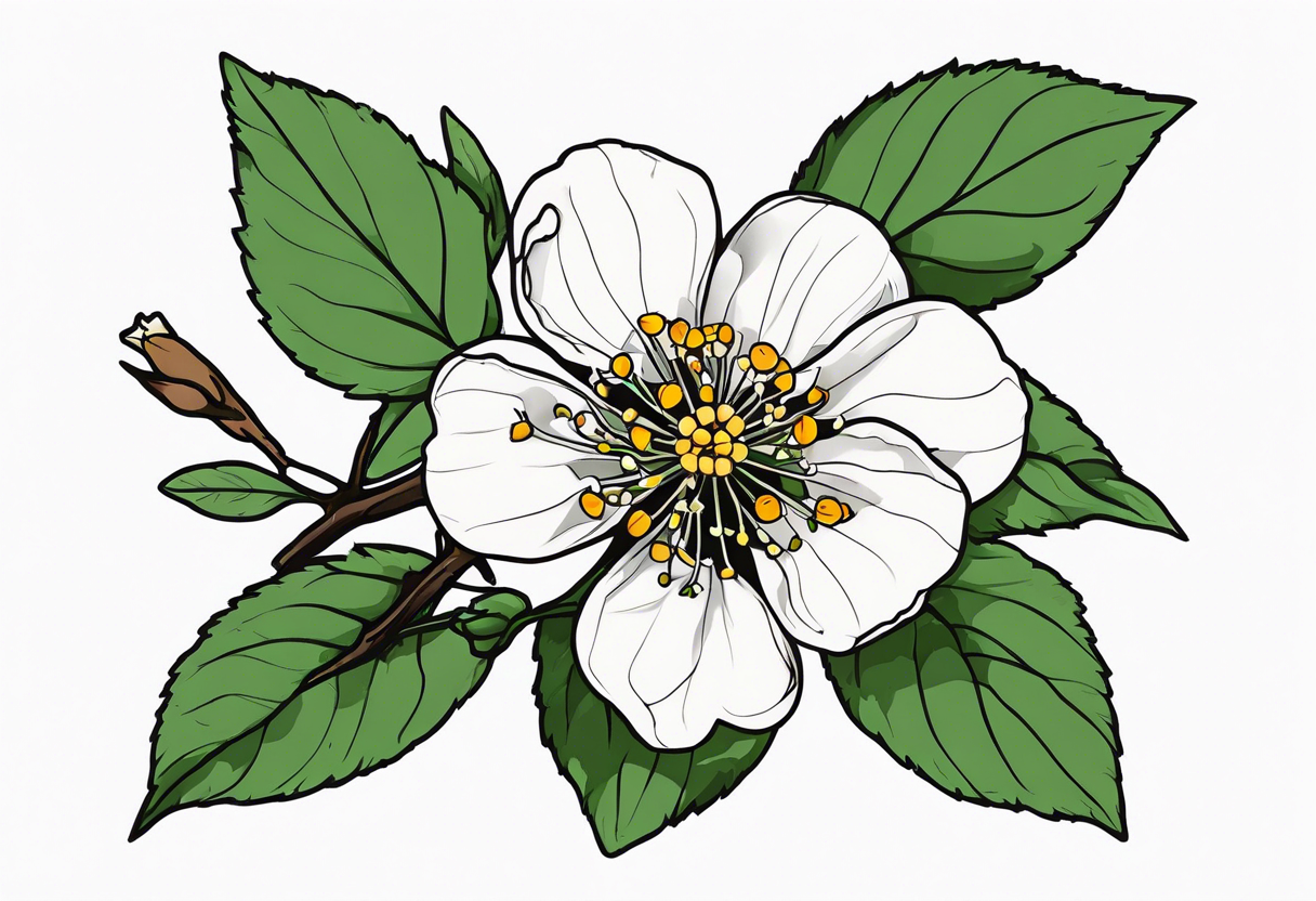 Hawthorn flower with Saturn tattoo idea