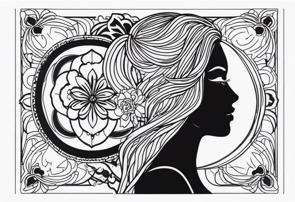 black filled in couple head silhouette woman on right long hair tattoo idea