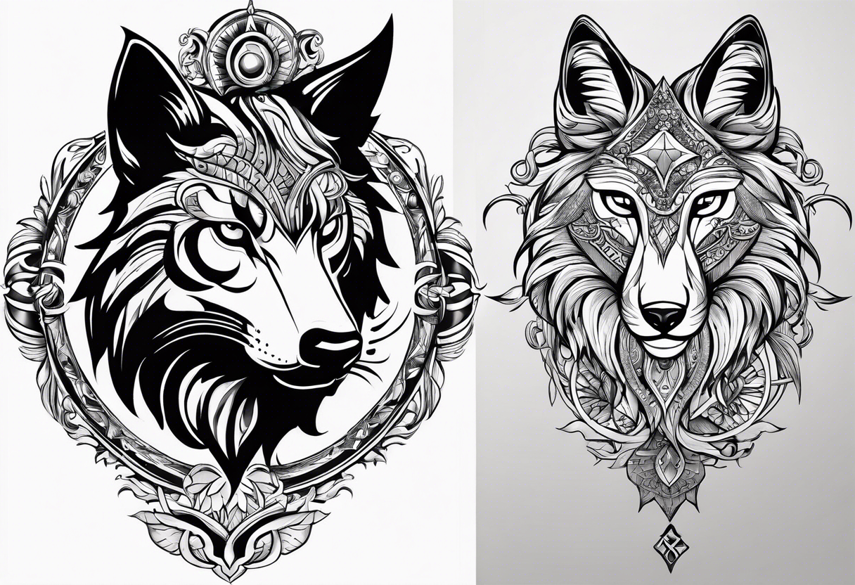 two animals, one traditionally associated with goodness and the other with evil, and intertwine them in a tattoo, representing the coexistence of opposing forces. tattoo idea