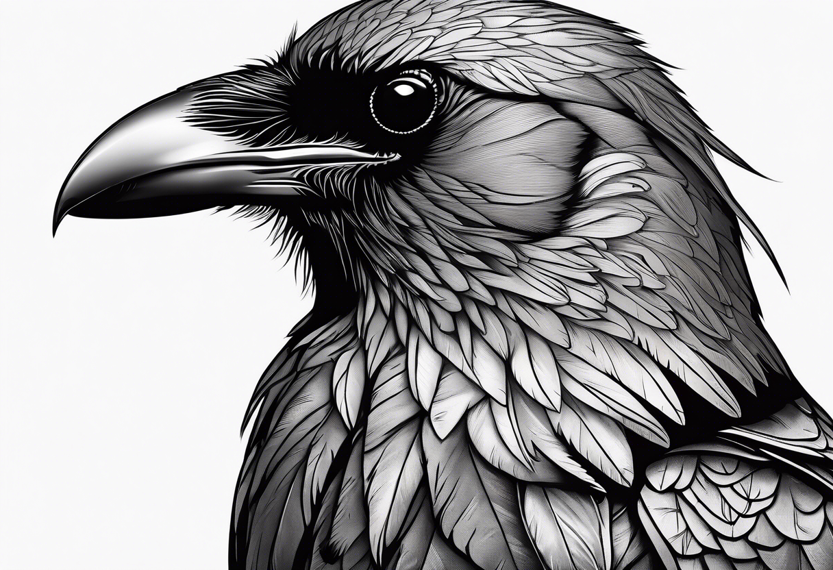 head of a crow outlines tattoo idea