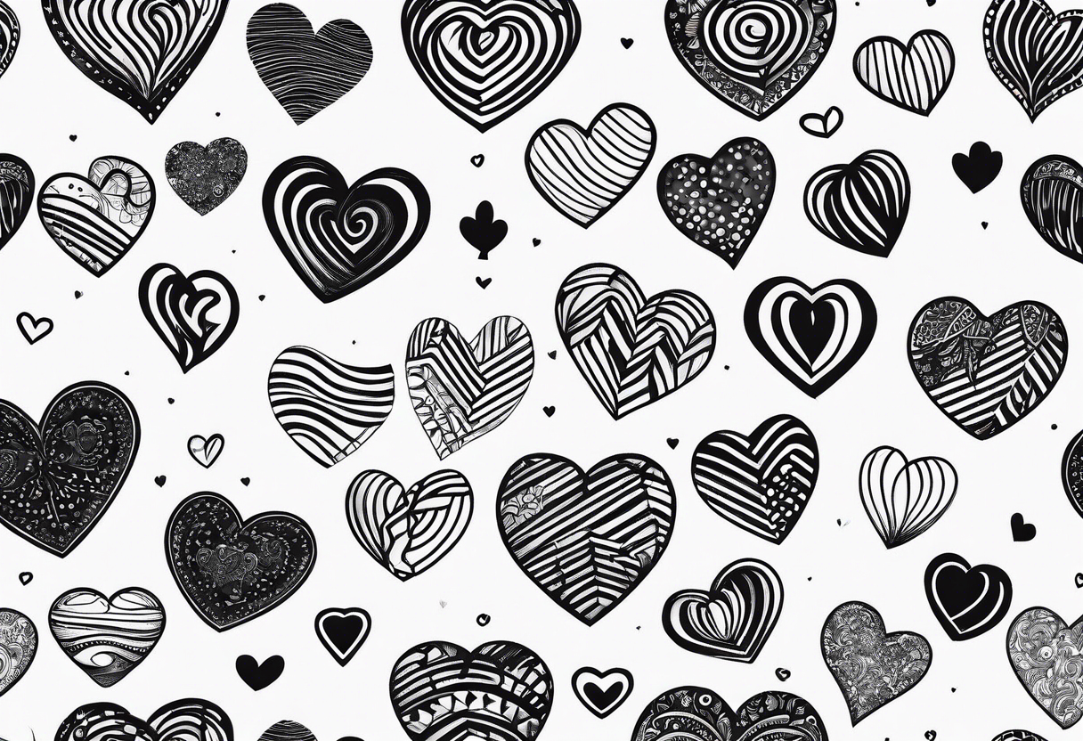 small black line hearts tattoo idea