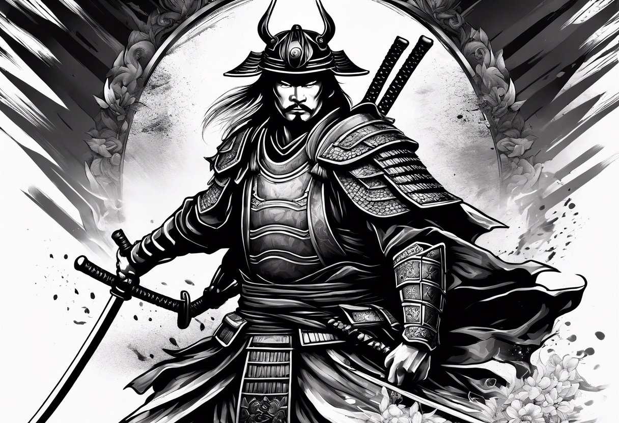 Samurai warrior, disciplined, adorned in battle gear, trained and ready for battle tattoo idea